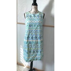 Talbots Seashell Printed Sheath Dress Sleeveless Blue Novelty Print Size 10P